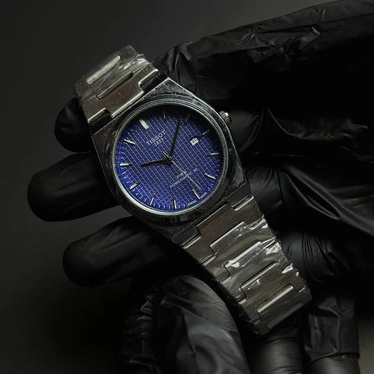 TISSOT PRX BLUE dial with silver chain