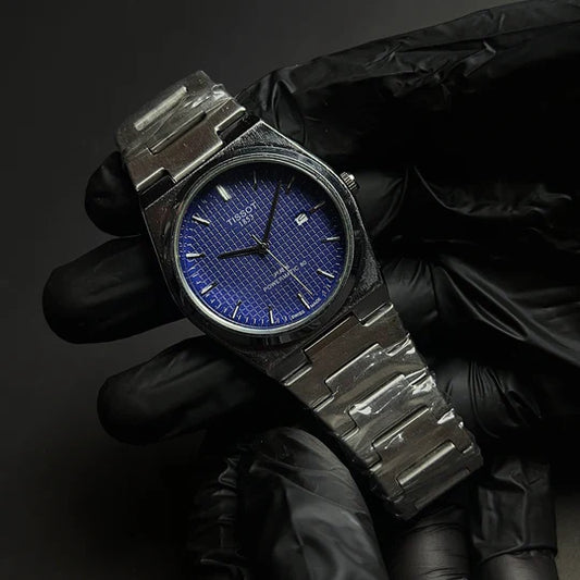TISSOT PRX BLUE dial with silver chain