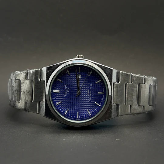 TISSOT PRX BLUE dial with silver chain