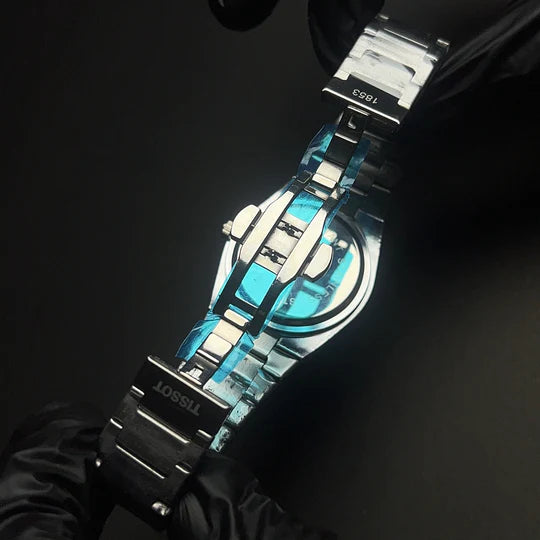 TISSOT PRX WHITE dial with silver chain